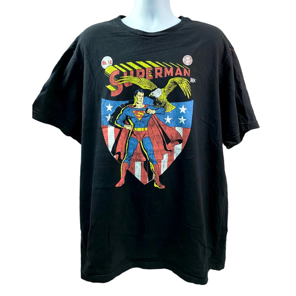 Superman Mens Stars & Stripes Logo Blue Shirt New 2XL, 2XLT - Picture 1 of 9